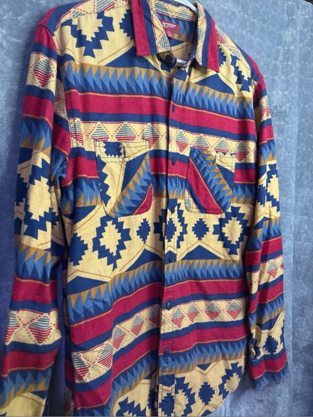 Arizona Jean Company Men's Aztec Button-Down Shirt in Yellow, Red & Blue